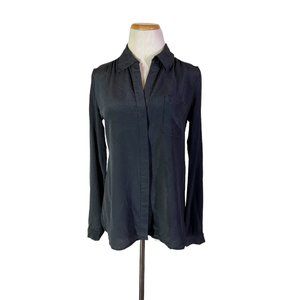 Diane Von Furstenberg Size 4 Lorelei Two Top Black Silk Shirt *Wear